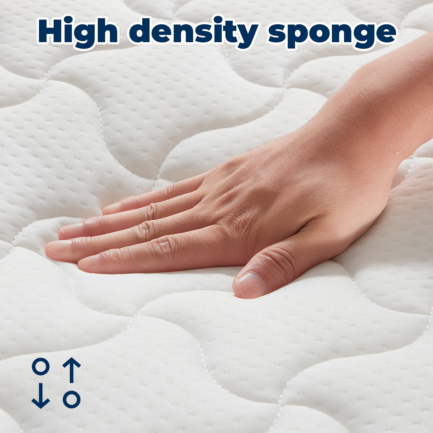 25CM Mattress, 25CM Bed Memory Foam Mattress in A Box, High Density Medium Firm Foam Comfort Mattresses, Vacuum Packed Mattresses with Pocket Spring And Full Body Support (White)