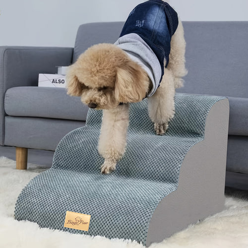 1pc Dog Stairs and Ramp: 3-5 Step Dog Memory Foam Ramp Stairs for High Beds and Couch, Non-Slip Pet Ramp Stairs for Small Dogs and Senior Dogs, Joint-Friendly Support Design, Dog Christmas Gift