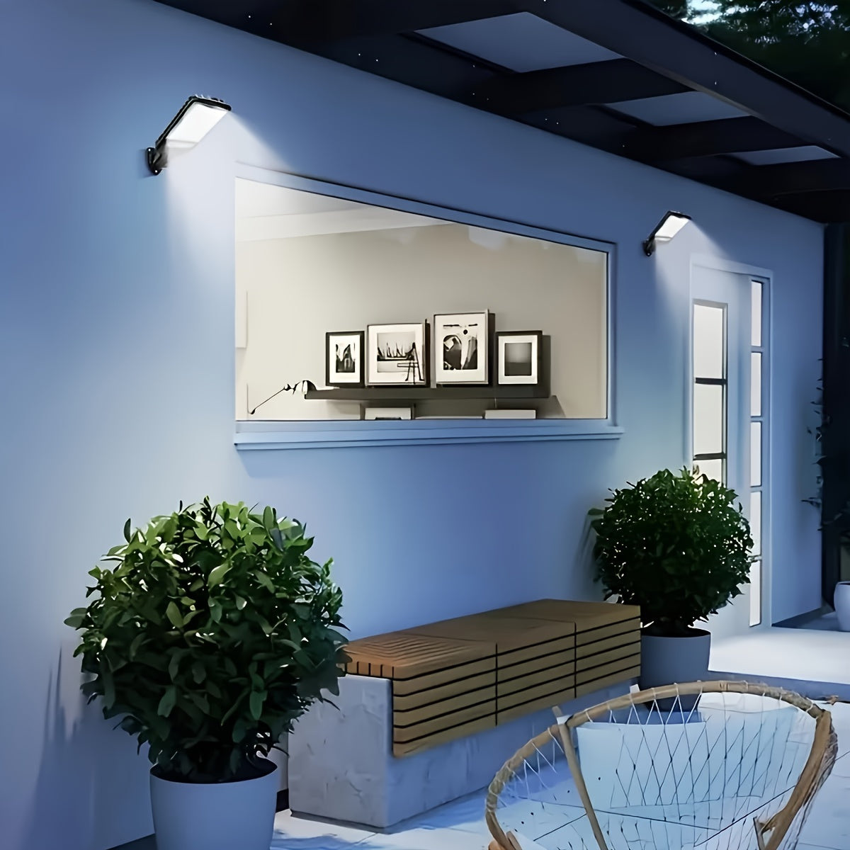 2 Pack Solar Ultra-Bright Wall Lamp, Featuring a 210° Wide-Angle Lighting Function, IP67, Suitable for Outdoor Solar Lamps in Parking Lots, Sidewalks And Alleys. It Has Sunrise/Sunset Sensing Function And Is Easy to Install