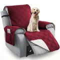 1pc Waterproof Recliner Cover with Pocket, Pet Scratch-Resistant Sofa Slipcover, Easy-Care Polyester Furniture Protector, Back & Seat Cushions, Suitable for Office, Recliner Chair Cover, Valentine's Day House Home Decor