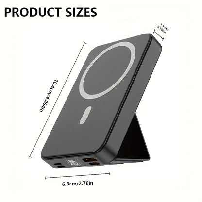Wireless Portable Charger, Foldable Stand 10000Mah Magnetic Power Bank with Type-C Cable LED Display, 22.5W PD Fast Charging Lighting Mag-Safe Battery Pack for Iphone 15/14/13/12/Pro/Pro Max/Samsung Android