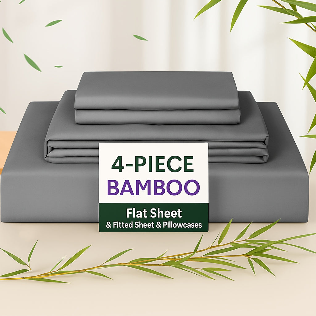 Luxurious 2000TC Cooling Bamboo Sheet Set - Breathable, Soft, Fade-Resistant, 40cm Deep Pocket - Ideal Sheet Sets For All Seasons Bedroom, Guest Room, Hotel, Christmas Gift