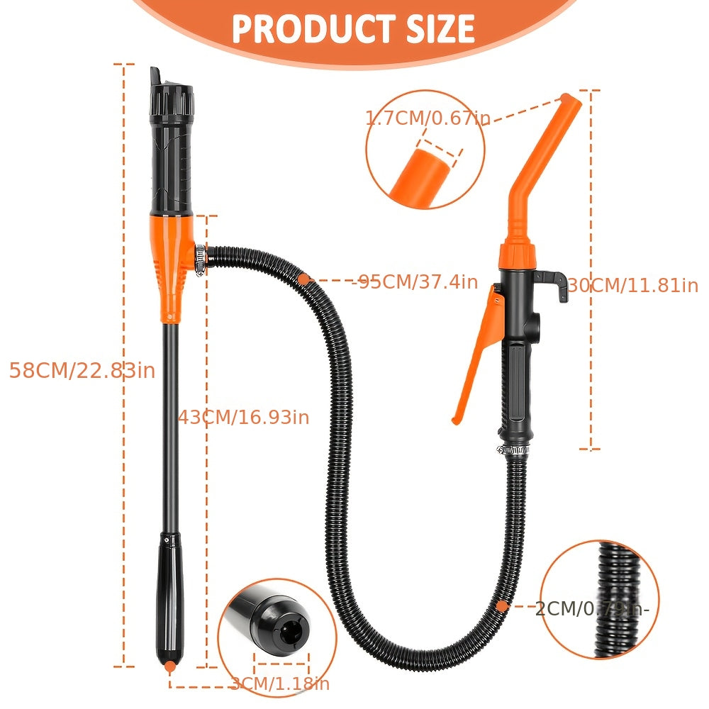 1pc 9.08 L Portable Electric Pump, Battery-Powered Manual Fuel Transfer Pump for Gasoline, Fuel Oil, Diesel, Water, Oil - Multi-Purpose, Electric Oil Pump - High Efficiency, Orange, Manual Flow Control Nozzle(Battery Not Included)