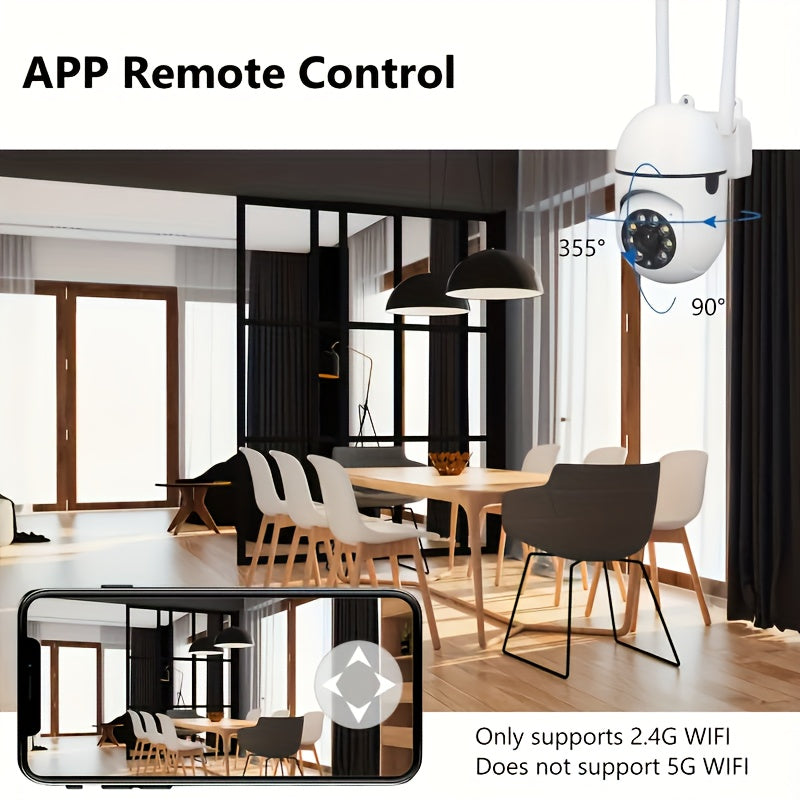 1-4pcs Wireless Wifi Pet Security Camera, Outdoor Weather-Proof Water-Proof Camera, 1080P HD, Color Night Vision, 2-Way Audio, Ease Life APP, 360 Pan/Tilt/Zoom, Motion Tracking & Detection for Home Security, Spotlight & Siren
