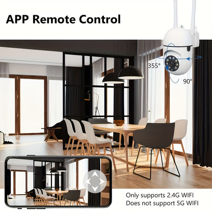 1-4pcs Wireless Wifi Pet Security Camera, Outdoor Weather-Proof Water-Proof Camera, 1080P HD, Color Night Vision, 2-Way Audio, Ease Life APP, 360 Pan/Tilt/Zoom, Motion Tracking & Detection for Home Security, Spotlight & Siren
