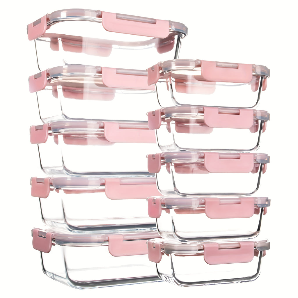 10/20pcs High Borosilicate Glass Meal Prep Containers With Lids, Food Storage Containers With Airtight Lids, For Home Kitchen Office Lunch Portion Control (5/10 Containers+5/10 Lids), Mother'S Day Gift