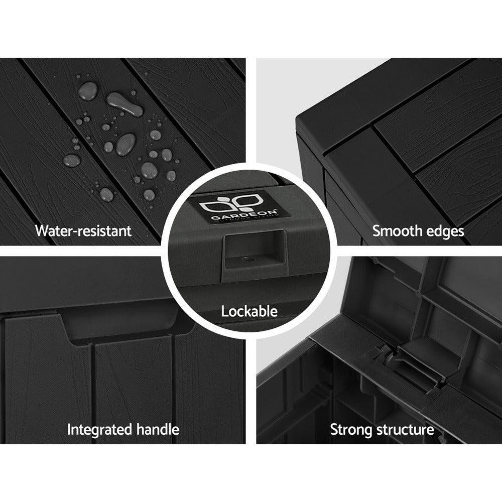 Black 118L Lockable Outdoor Storage Box - garden tools, toys and – additional product view