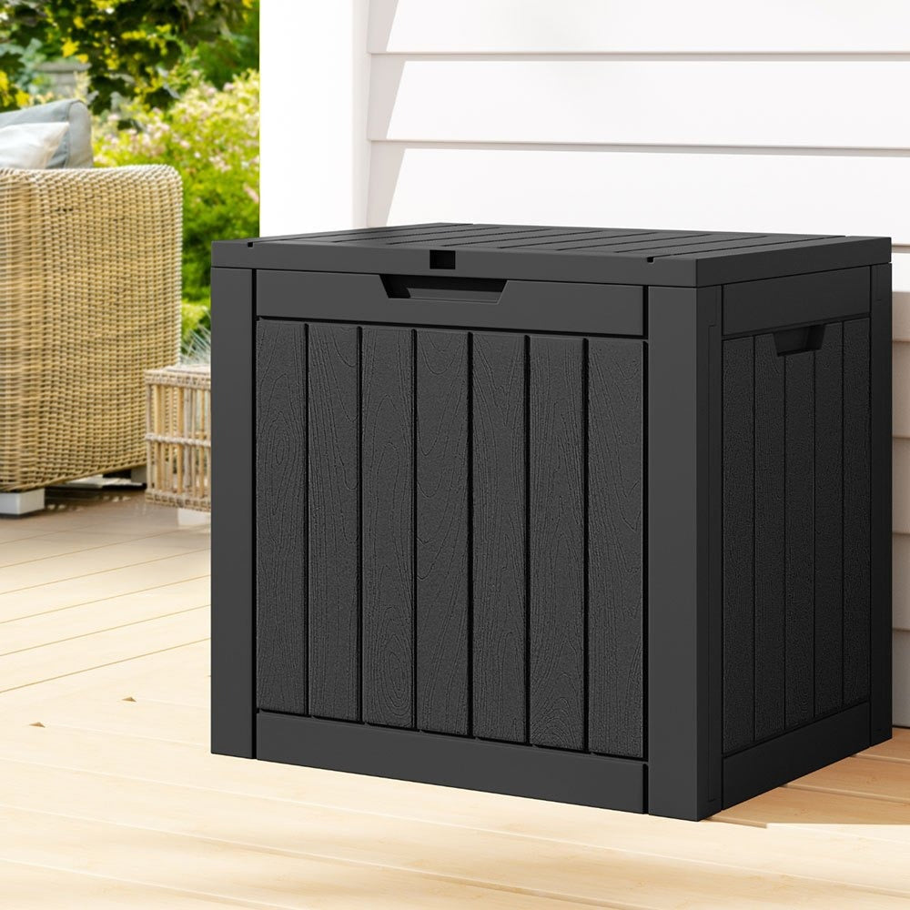 Black 118L Lockable Outdoor Storage Box - garden tools, toys and – main product view