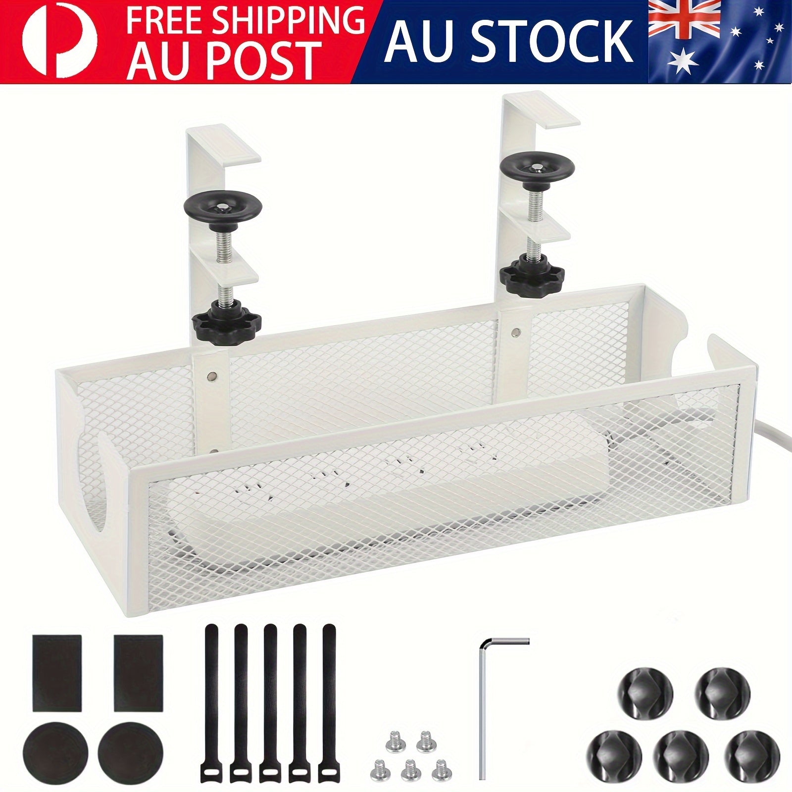 Black Clamp-On Under-Desk Cable Management Tray - home offices and – additional product view 14