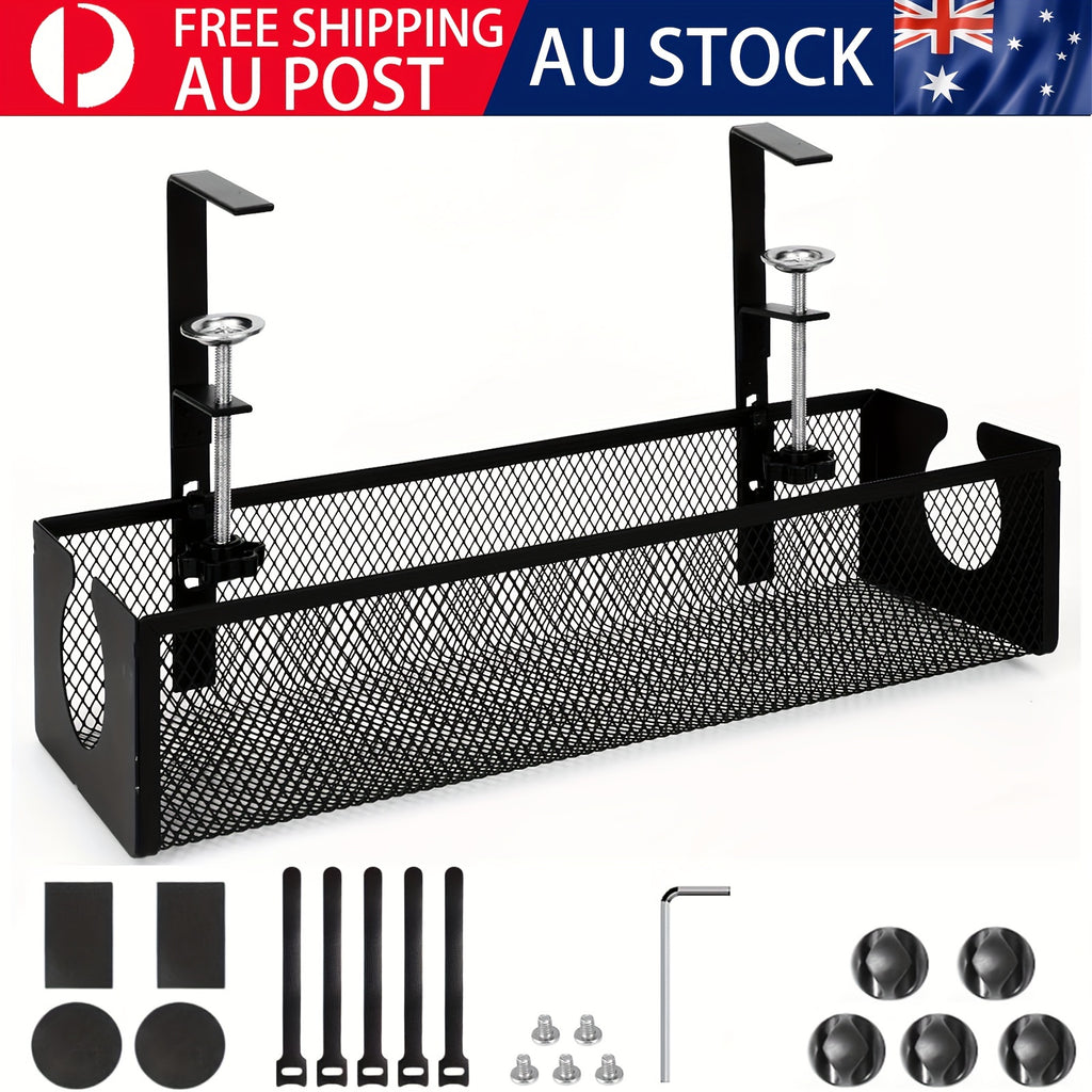 Black Clamp-On Under-Desk Cable Management Tray - home offices and – additional product view 15