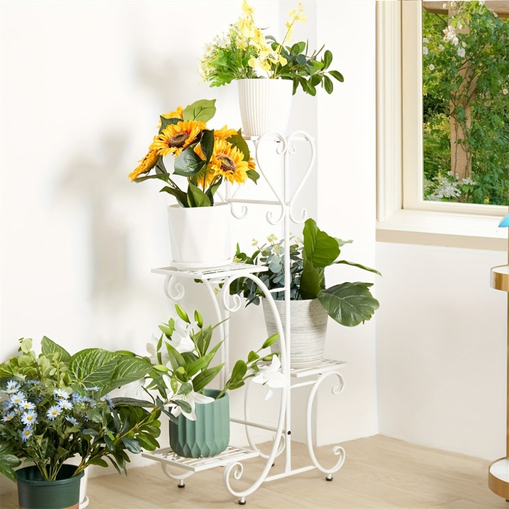 Black Metal Plant Stand - Outdoor Flower Pot Display Rack – additional product view