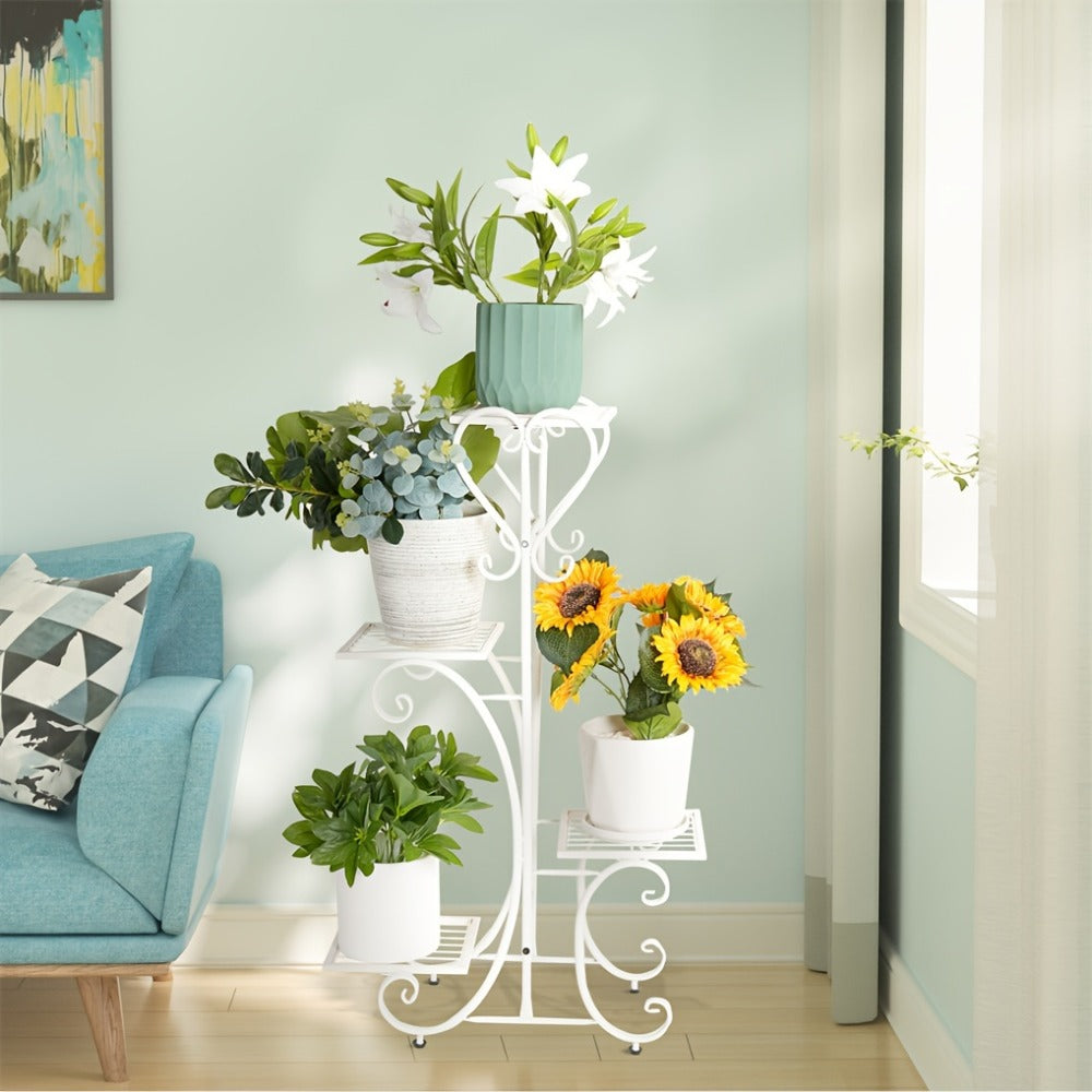 Black Metal Plant Stand - Outdoor Flower Pot Display Rack – product detail angle