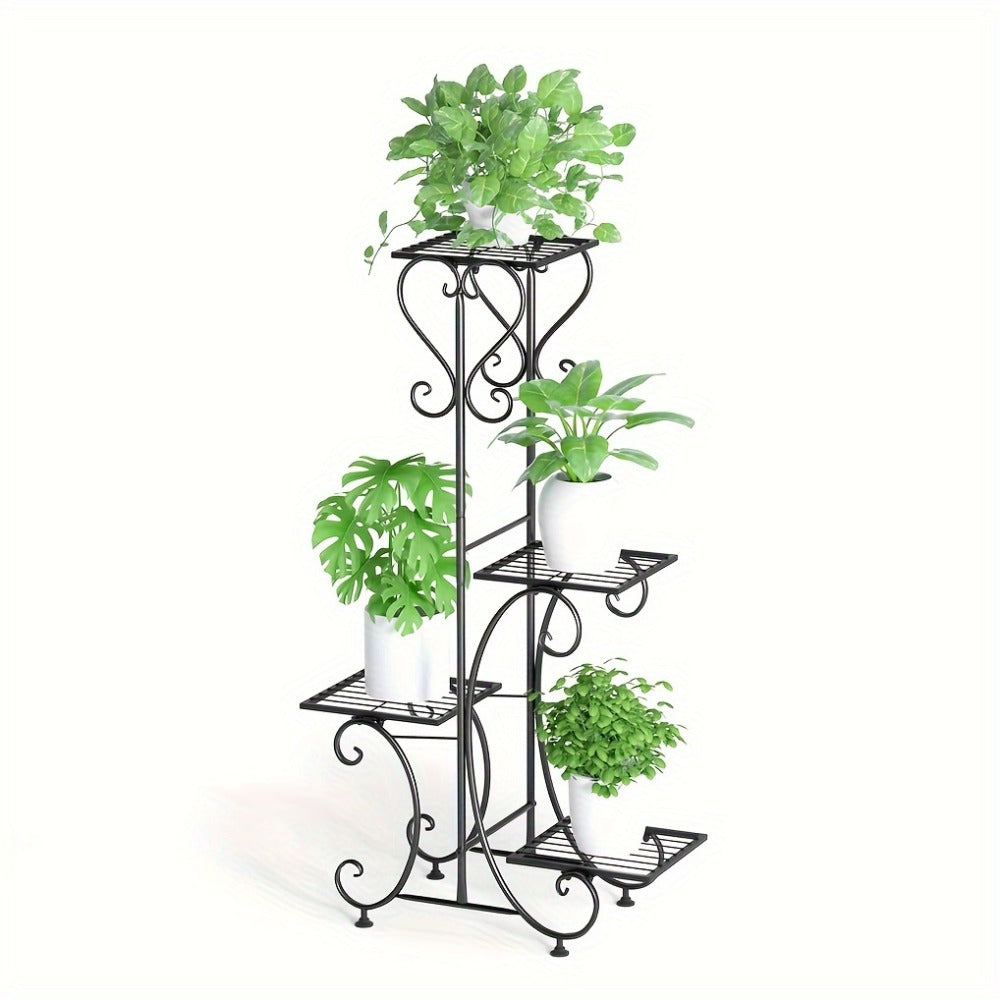 Black Metal Plant Stand - Outdoor Flower Pot Display Rack – close-up product details