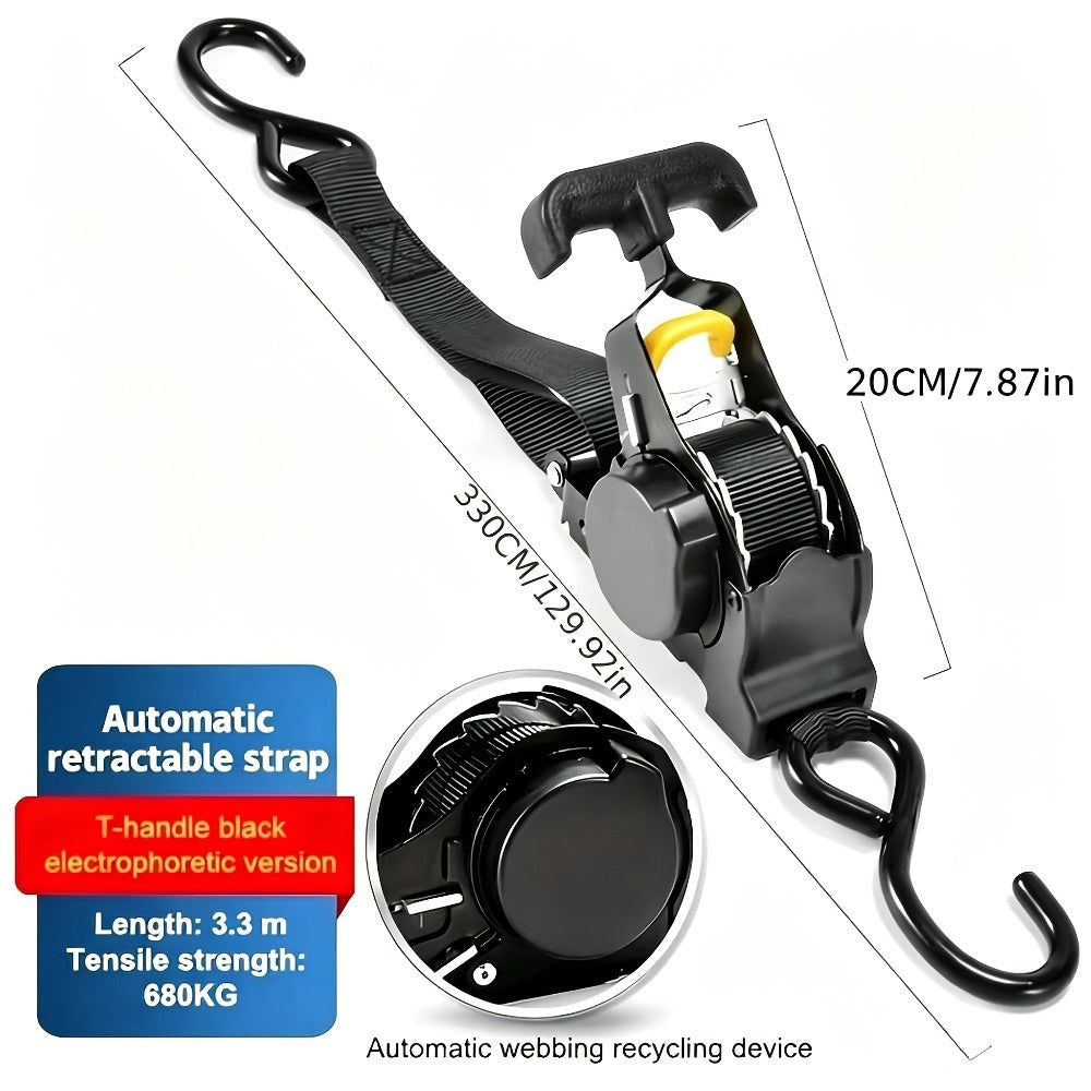 Black Retractable Ratchet Tie-Down Straps product detail 2