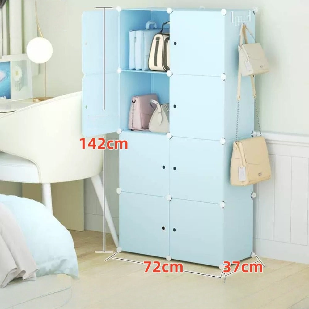 Blue 8-Cube Modular Storage Shelf - bedrooms, dorms and rental homes – design and construction details