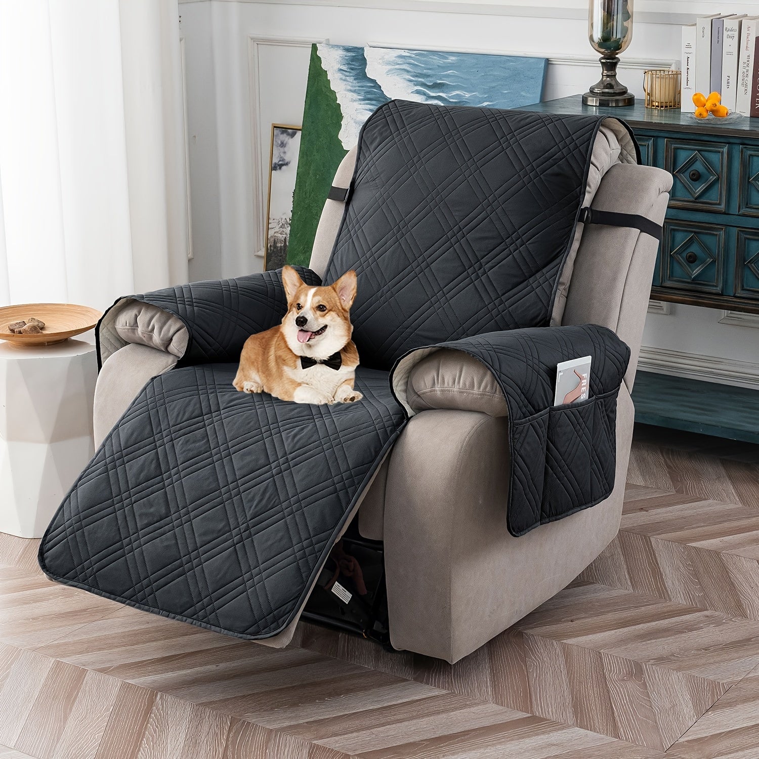 1pc 100% Recliner Chair Cover, Non Slip Recliner Covers For Recliner Chair With Pocket, Pet Scratch-Resistant Sofa Slipcover, Washable Furniture Protector, Easy To Install For Living Room, Mother'S Day Gift, Mother'S Day Home Decorations.