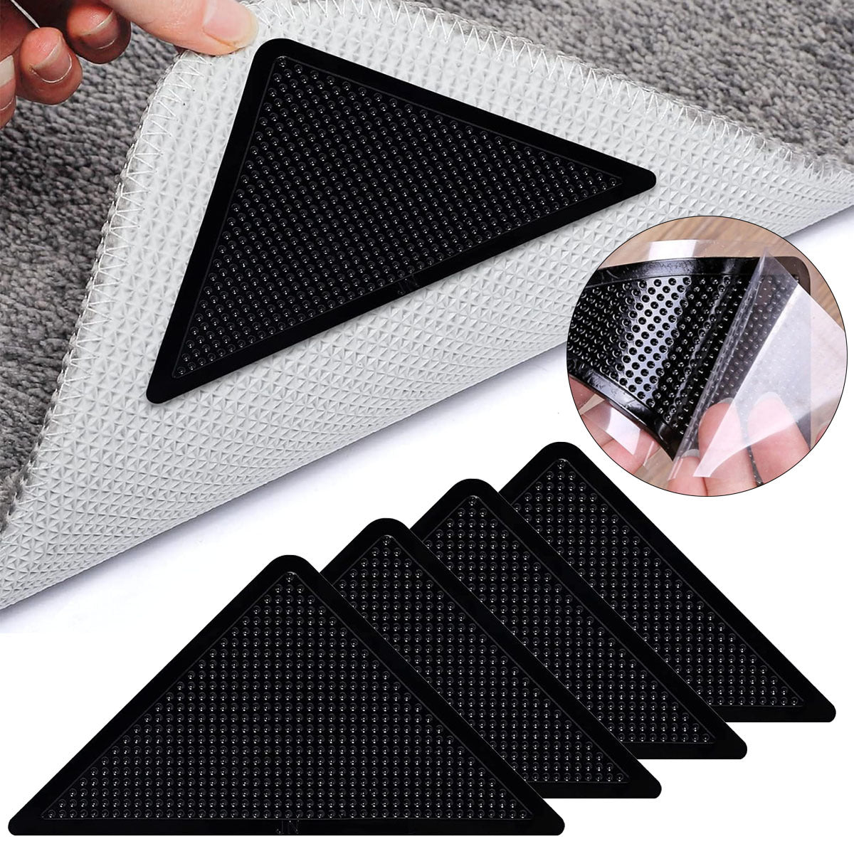 20 Pcs Carpet Tape, Non Slip Rug Tape for Hardwood Floors and Tiles, Reusable and Washable Rug Pad Gripper for Area Rugs, Dual Sided Adhesive Rug Stopper Keep Corners Flat