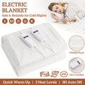 Fully Fitted Electric Blanket - 3 Heats Setting, Overheat Protection, 3 Hours Auto Off, Dual Control (D/Q/K Size), Safety Underblanket For Cold Winter Night