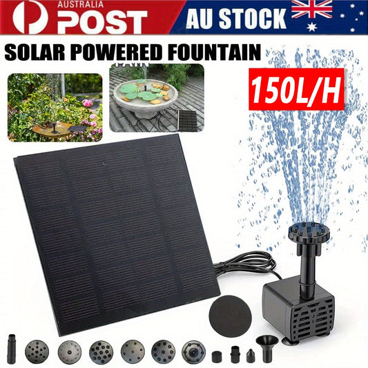 Solar Fountain Pump with Solar Pannel with 11 Interchangeable Nozzles - Perfect for Bird Baths, Ponds, Swimming Pools & Outdoor Spaces