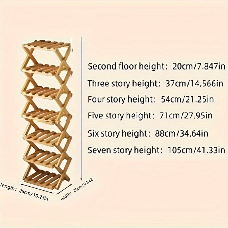 Folding Bamboo Shoe Rack, Multi-Layer Narrow Space Saving Storage Organizer For Various Room Types, No-Installation Required, 1 Shelf - Extendable Shoe Shelf For Small Spaces