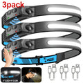 3pcs Outdoor Sensing LED Headlights, USB Rechargeable COB Headlights, Suitable for Outdoor Hunting, Nighttime Cycling, Nighttime Fishing, Camping, Exploration, Daily Activities And Other Outdoor Scenarios