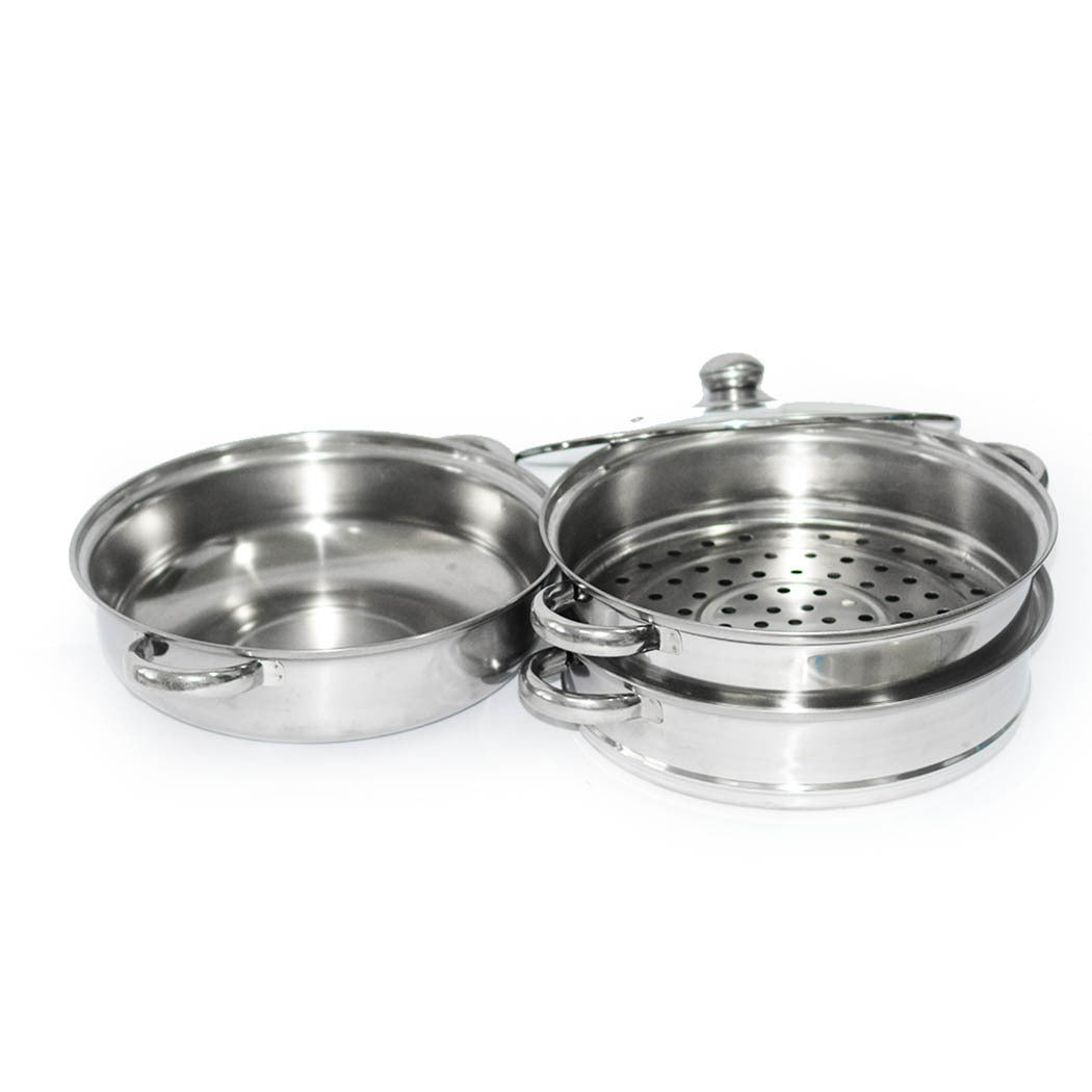 TOQUE 3 or 4 Layer Stainless Steel Steaming Pot – Heavy Duty Kitchen Steamer for Meat, Vegetables & Seafood, Compatible with Gas, Electric & Induction Cooktops