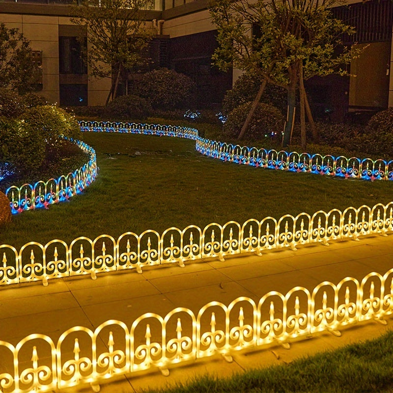 8pack Solar LED Fence Lights - European Style, Valentine'S Day Decoration, Spring Yard Arrangement, 299.72 cm Long, 35.41 cm High - For Yard, Poolside And Lawn Decoration | Ideal For New Year And Christmas Celebrations IP65 Waterproof