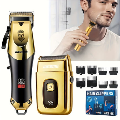 3pcs/2pcs/1pc Holiday Gift Box Hair Clippers for Men Professional, T-Blade Barber Clippers And Trimmer Set, Cordless Hair Clipper Kit with Foil Shaver And Nose Trimmer, Luxury Gift Set for Him