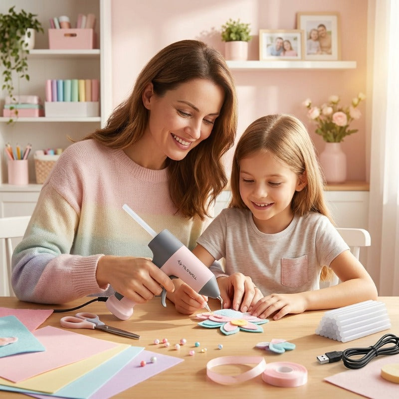 4V Cordless Hot Melt Glue Gun 30-Second Rapid Preheating Anti-Drip Design USB-C Rechargeable Home Repair Essential Includes 10 7MM High-Viscosity Glue Sticks Pink Glue Gun Craft Glue Gun- Glue Gun-Small Glue Gun