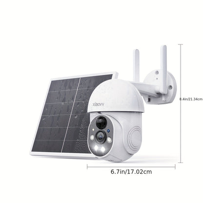 XIAOVV 2K 1440P Solar Wireless Wifi Security CCTV Camera with Full Color Night Vision, 2-Way Audio, 360° PTZ, AI Human Detection, Sound And Light Alarm, Two-Way Audio, Local Sd/Cloud Storage