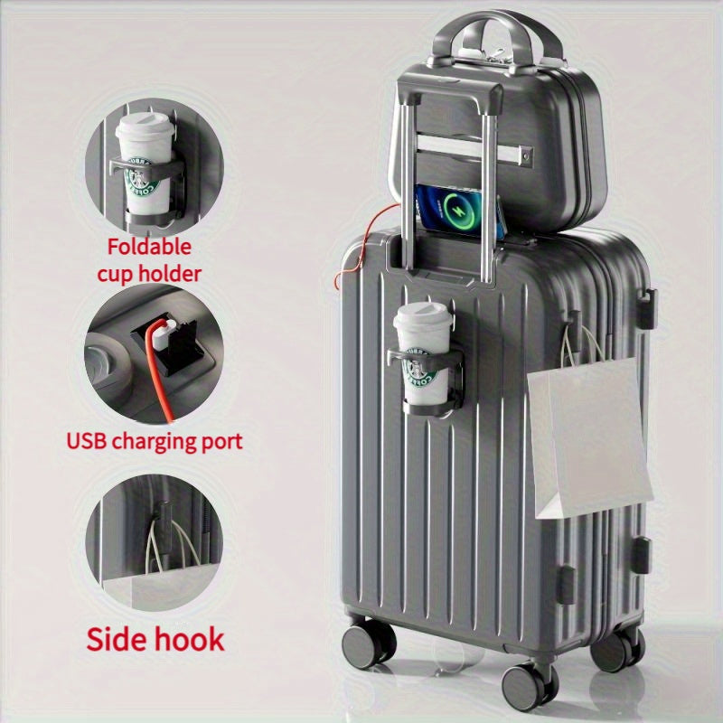 2pcs Nested Hardshell Luggage Set, 20-Inch Carry-On + Checked Suitcase-Lightweight Spinner Suitcases with TSA Lock & 4-Wheel System, Durable Hard-Shell Travel Set for Airplane, Business, Weekend & Family Trips