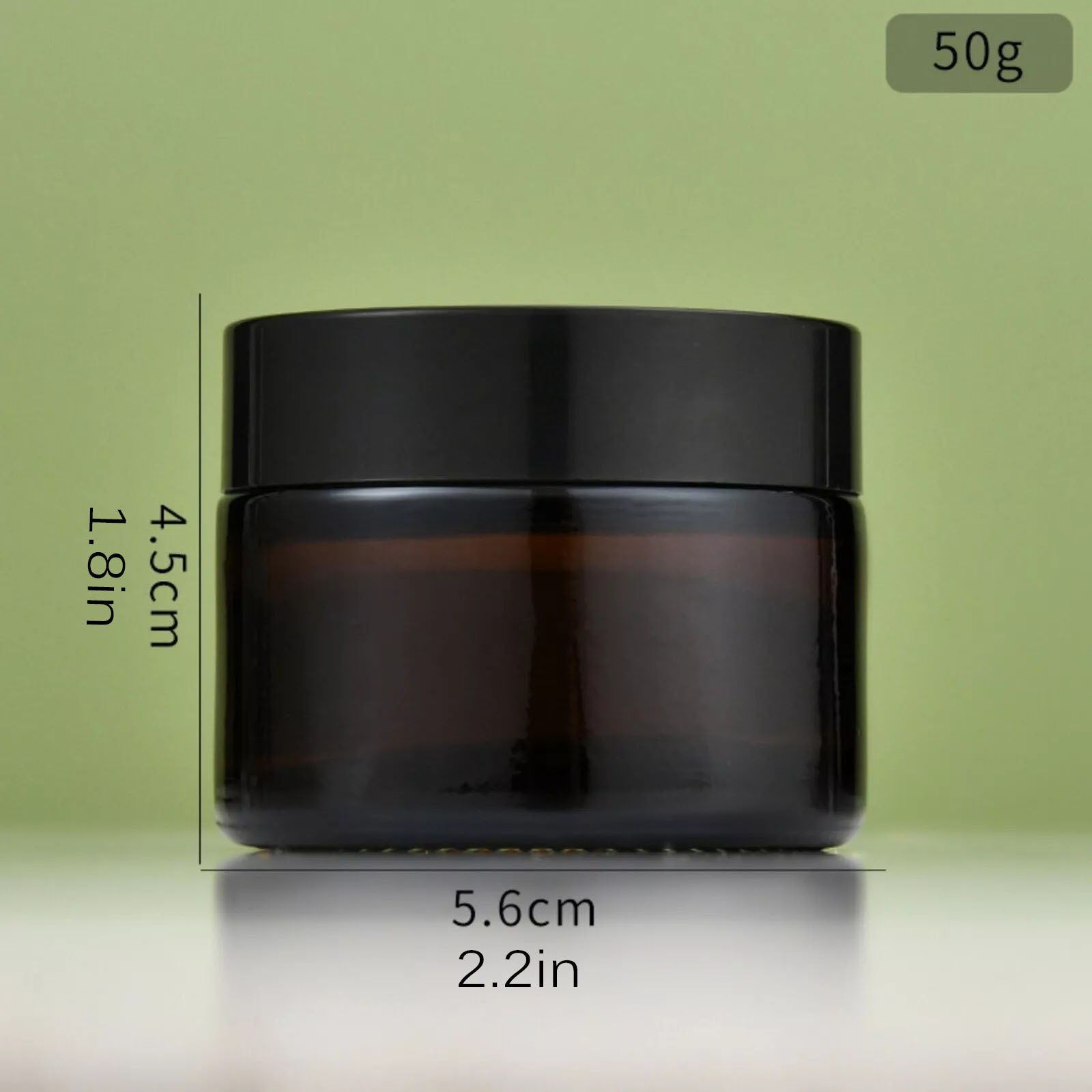 20pcs 50g Amber Glass Cosmetic Jars with Black Lids - Refillable Travel-Sized Containers for Lotion, Face Cream, Lip Balm & Salve | Light-Protecting Round Vials, Leak-Proof Twist Lids, Clear Glass for Easy Identification, Cosmetic Glass Jars