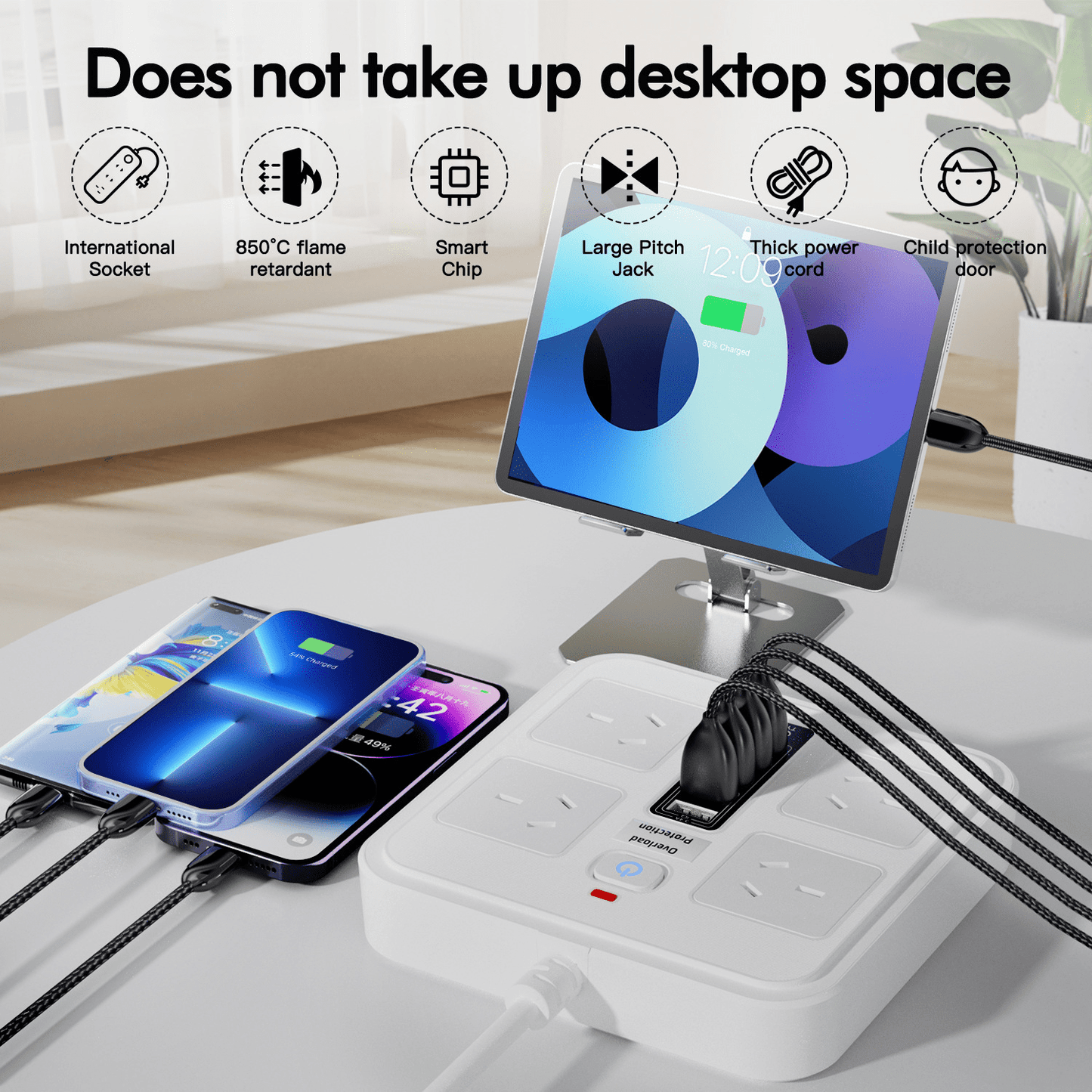 Smart Koala 10-in-1 Multi Ports Power Strip with USB & Surge Protection, 4 Outlets & 5 USB Ports, 1.8m Extension Cord, Wall Mountable, Ideal for Home Office & Gaming Consoles, 2500W Max Load Capacity, Gaming Console Accessory | Compact Power Strip | Effic