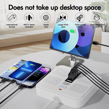 Smart Koala 10-in-1 Multi Ports Power Strip with USB & Surge Protection, 4 Outlets & 5 USB Ports, 1.8m Extension Cord, Wall Mountable, Ideal for Home Office & Gaming Consoles, 2500W Max Load Capacity, Gaming Console Accessory | Compact Power Strip | Effic