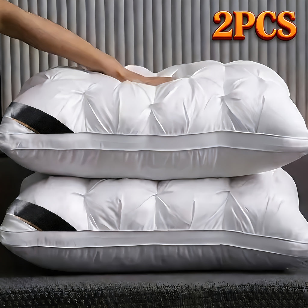Pack Of 2 Luxurious Five-Star Bed Pillows, Hotel Quality Neck Support Pillow, Moisture Wicking And Breathable Home Bedding Pillows, Relaxing Sleep, Ideal for Insomniacs, Using for Home & RV Bedrooms, White