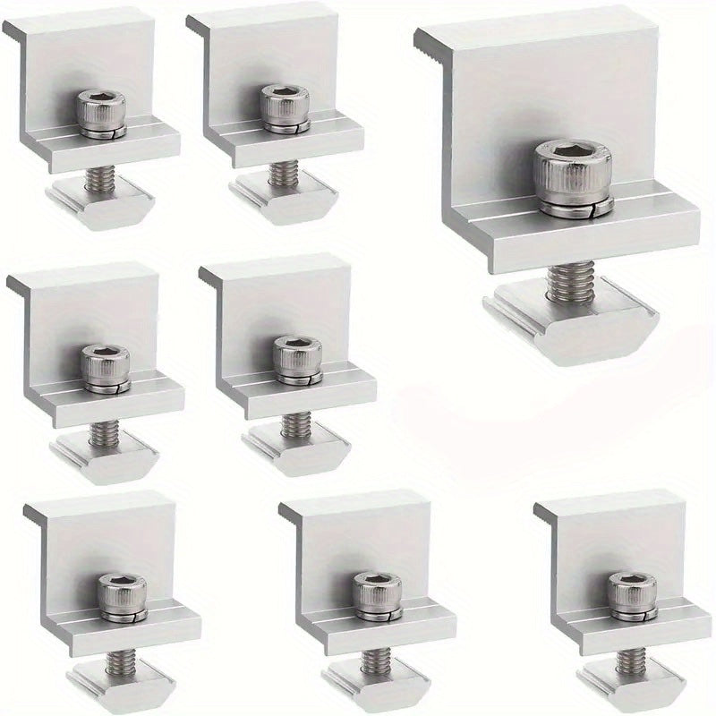 Solar Panel Z Mounting Brackets Kit 8pcs - Aluminum Alloy PV Module End Clamping System for RV, Boat, Roof, Wall Installation - Conductive, No Electricity Needed - Solar & Wind Power Parts