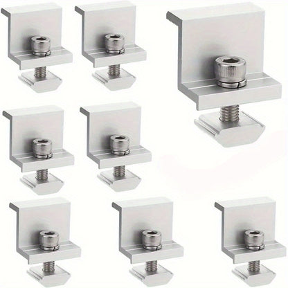 Solar Panel Z Mounting Brackets Kit 8pcs - Aluminum Alloy PV Module End Clamping System for RV, Boat, Roof, Wall Installation - Conductive, No Electricity Needed - Solar & Wind Power Parts