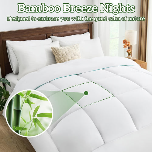 350/500/700GSMSingle Piece Of Bamboo Fiber Comforter Suitable for All Seasons - A Thick Quilt Featuring A Bamboo Design Available In Multiple Sizes for Travel And Hotel Use - A Luxurious Bedspread Gift