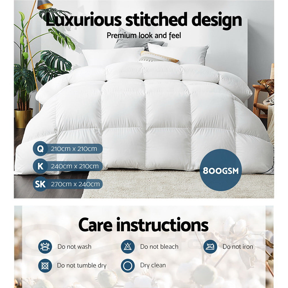 Giselle Bedding 800GSM Goose Feather Quilts Goose Down Duvet Feather Down Donna Winter Blanket Comforter Goose Feather Down