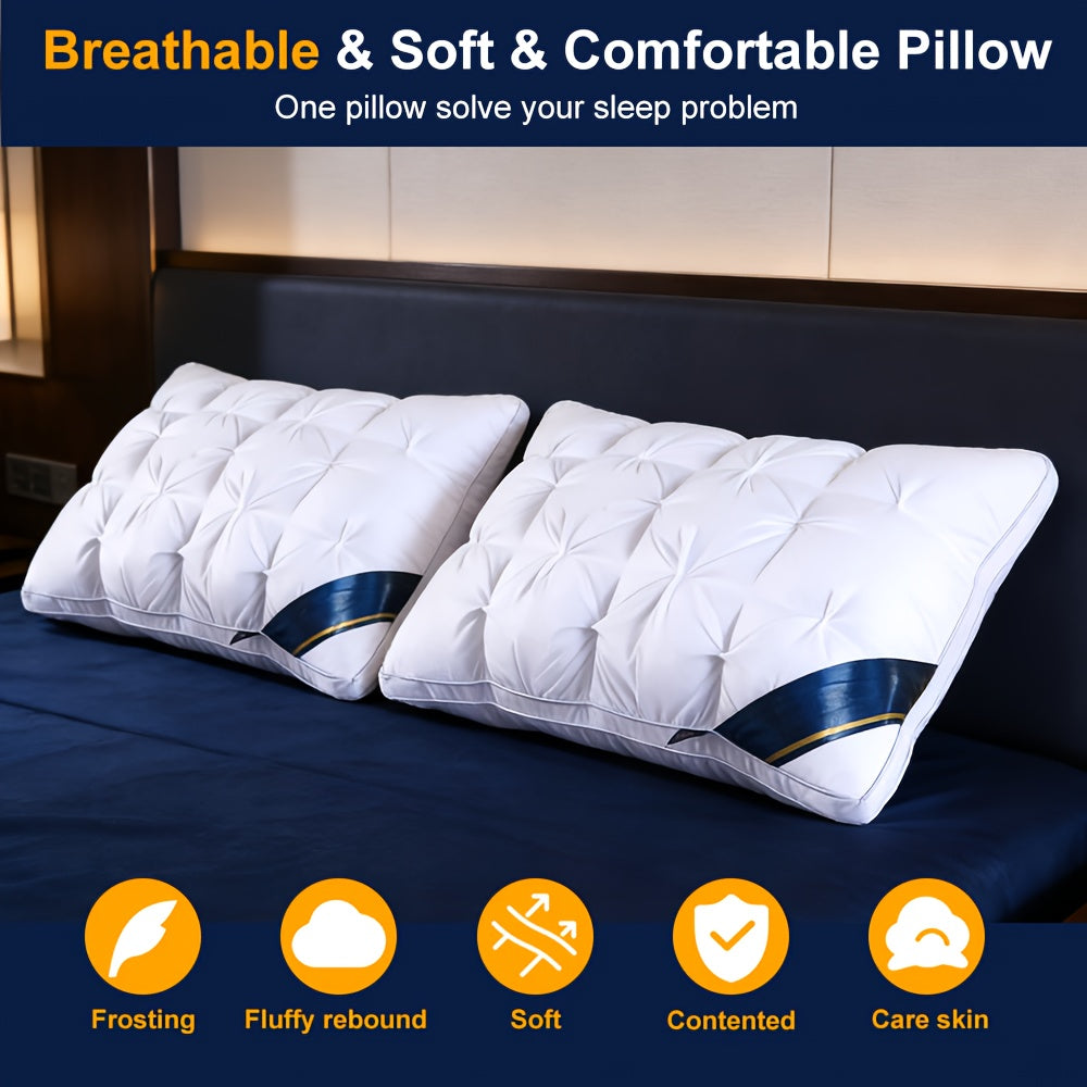 [Luxury Hotel Pillows] 2pcs Luxury Hotel Pillows - 5-Star Quality Queen/King Size Bed Pillows (48.26cm x 73.66cm) - Heavy-Duty 800g Non-Collapse High Core, Machine Washable Microfiber Filling for Deep Sleep & All-Season Use - & Hotel Bedding