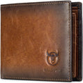 RFID Wallets for Men Slim Bifold Genuine Leather Front Pocket Wallet with 2 ID Windows