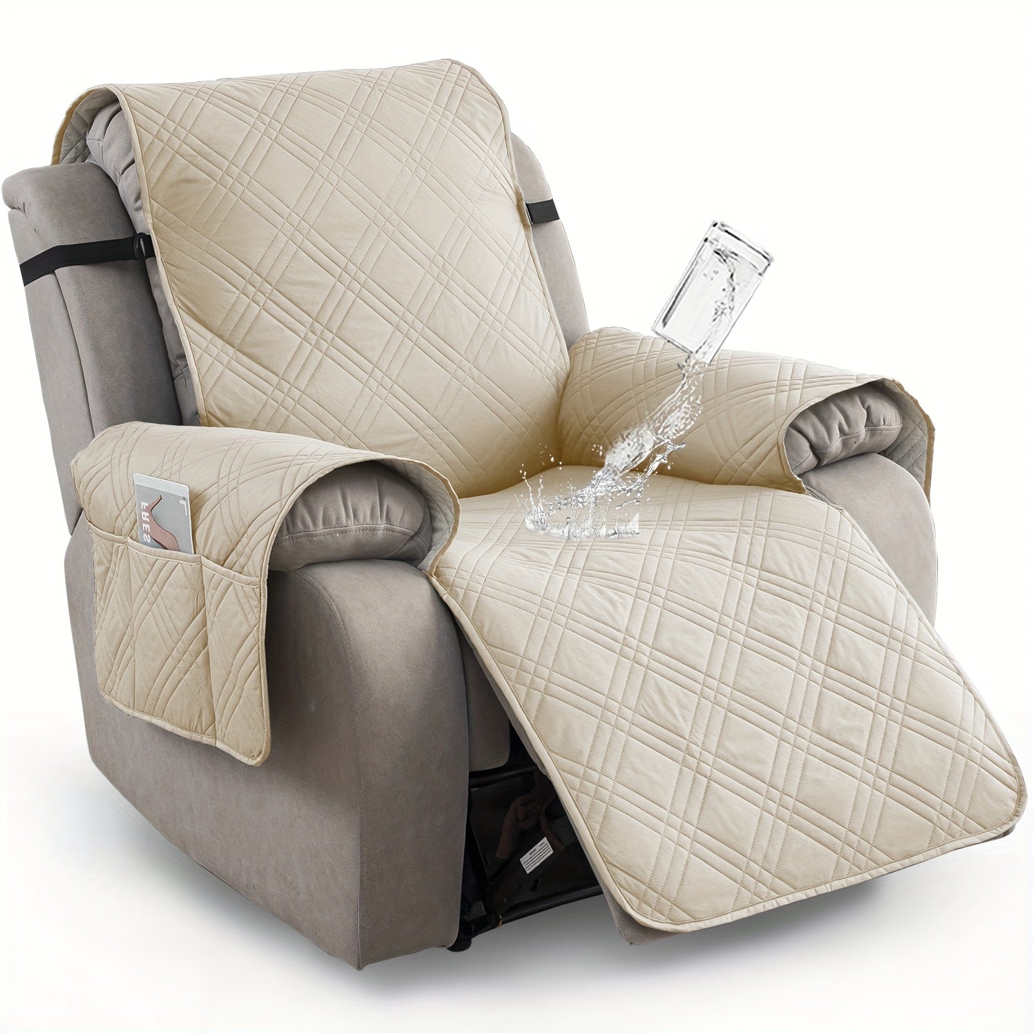 1pc Recliner Chair Cover Pad 1 Seater Sofa Slipcover High Quality Sofa Cover with Pocket Anti-Slip Recliner Covers Furniture Protective Cover for Pets, Office And Living Room Home Decor