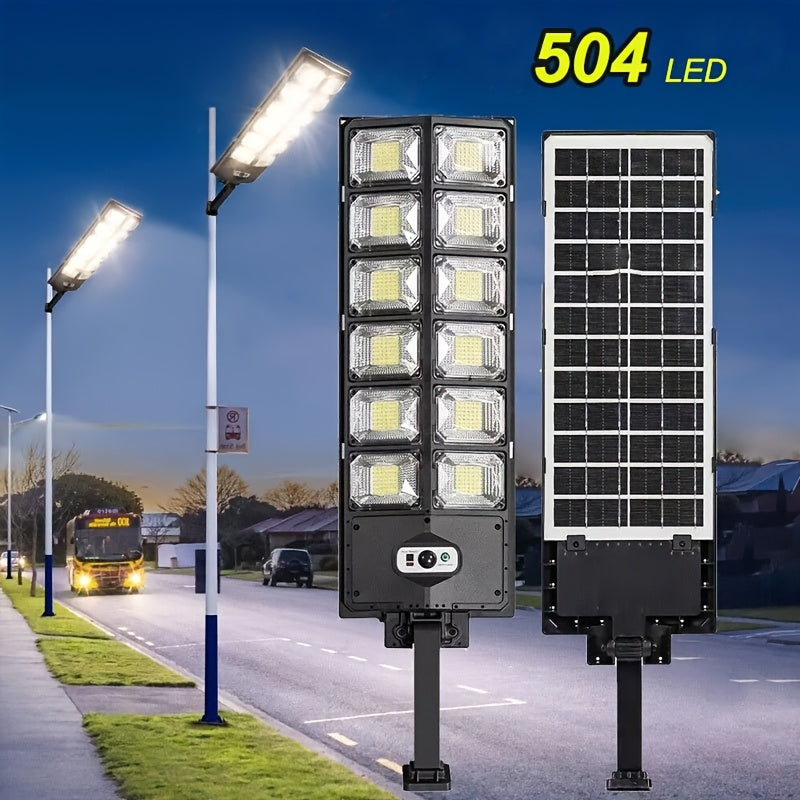 504LED Solar Street Lights Outdoor - High-Performance LED Solar Parking Lot Lights with Dusk to Dawn Auto-On, Motion Sensor, And Commercial-Grade Durability for Reliable Illumination