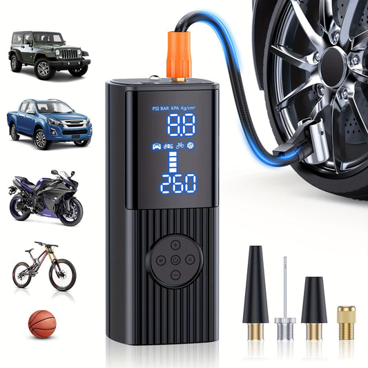 Tire Inflator Portable Air Compressor - 160PSI & 20000mAh Portable Air Pump, Accurate Pressure LCD Display, 3X Fast Inflation for Cars, Bikes & Motorcycle Tires, Balls., Essential Road Trip Accessories