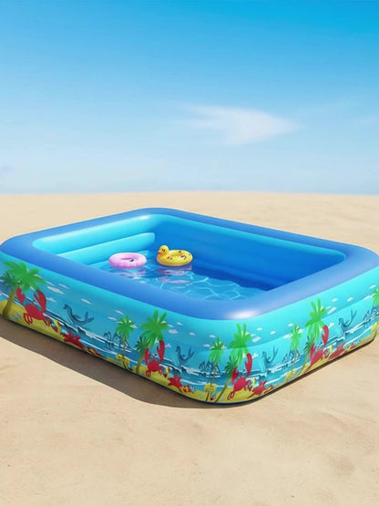 Inflatable Pool 1.2M Double-Layer Family Pool, The First Choice for Summer Outings Summer Cooling Water Play Center, Thickened Material, Quick Inflation Design, Parent-Child Water Fun Equipment Swimming Pool, Local Warehouse Quick Delivery
