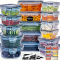 48pcs Airtight Food Storage Containers Set with Easy- Secure Locking Lids (24 Containers + 24 Lids) - Microwave- Safe, Leakproof & Stackable Plastic Food- Safe Round Containers with Labels & Marker for Pantry, Kitchen, Travel