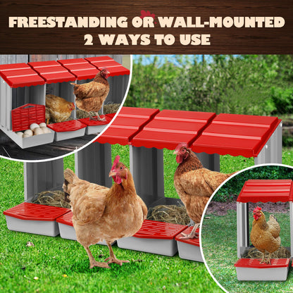 Maxkon Chicken Nesting Box 4 Hole Chook Hen Poultry Roll Away Out Laying Boxes Inside Outside Hutch Modular House Coop Egg Nest Lay Perch Brooder Plastic