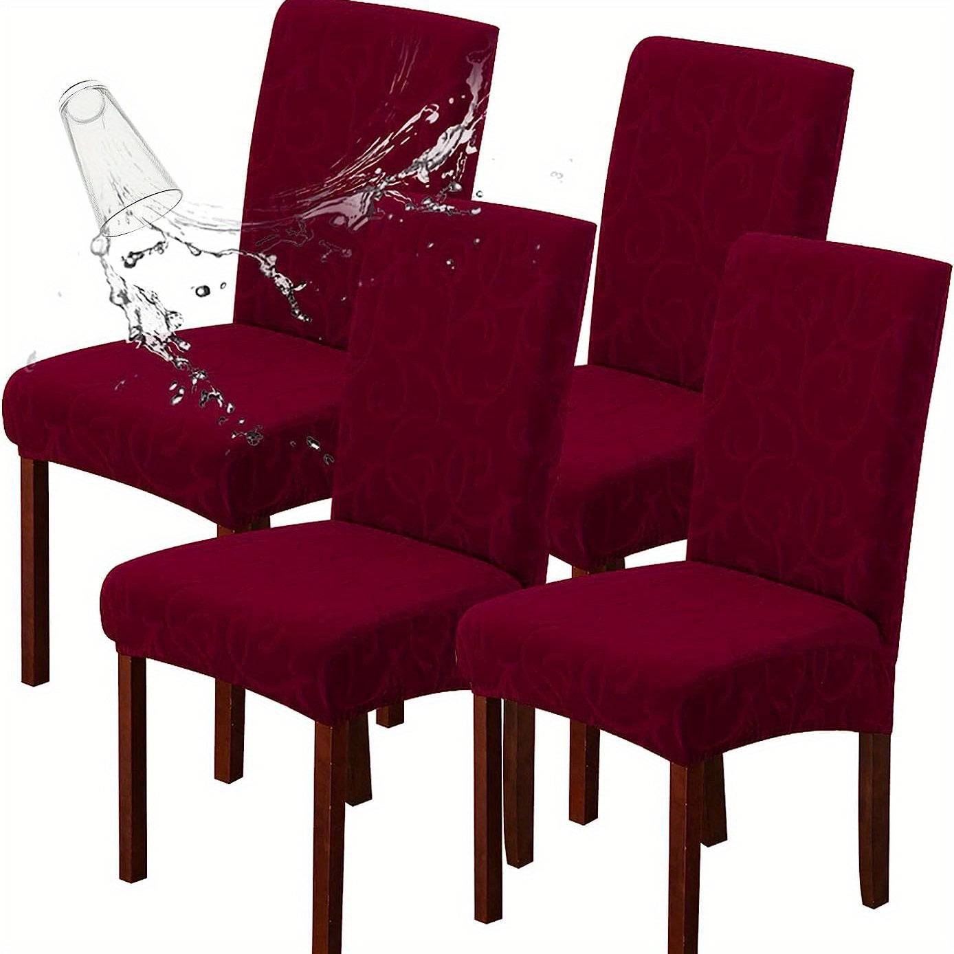 4/6pcs 100% Waterproof Dining Room Chair Covers Stretch Parsons Chair Slipcovers for Dining Room Kitchen Chair Protector Cover, Removable, Washable