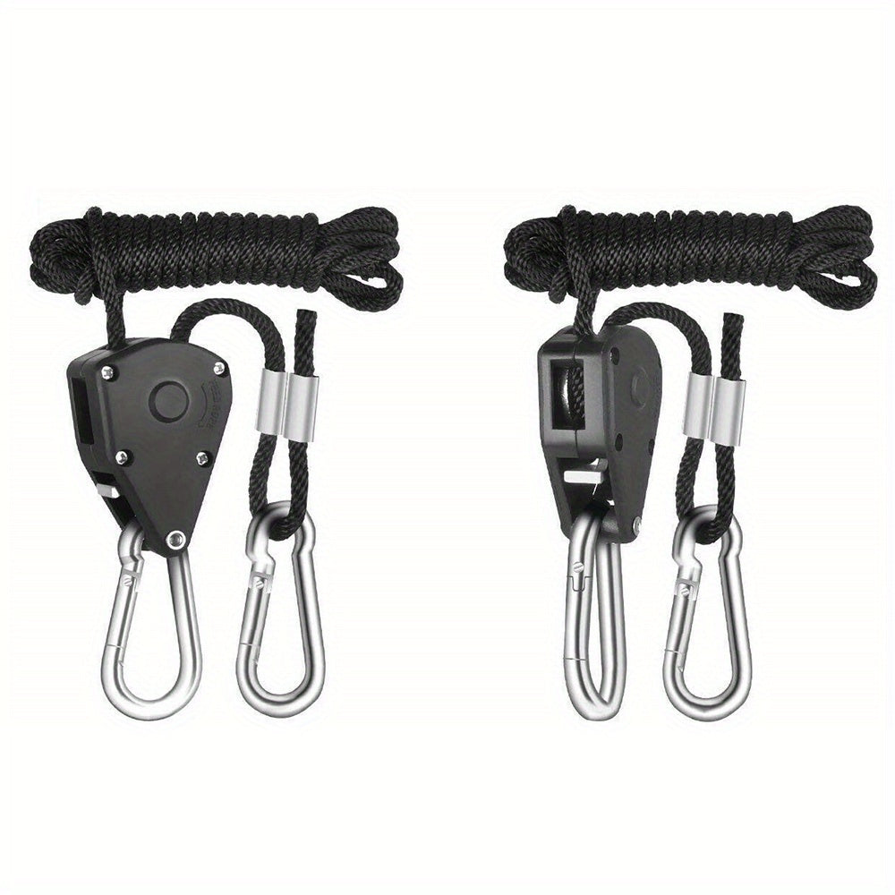 4/8pcs Heavy Duty Adjustable Rope Hanger Pulley Rope Metal Internal Gears for Tent Hanging Sun Shade Tie Strap, Adjustable Grow Light Hangers