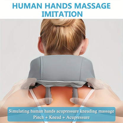 Neck Massager - Neck, Shoulder, Waist, Relax Massager Shiatsu - Electric Rechargeable Massage Cushion Pillow - 3D Heated Deep Tissue Kneading - Personal Massager - for Home, Office, Travel, Mothers'/Fathers'day Gift, Xmas Gift, Birthday - for Family, Frie